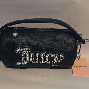 🆕️ Juicy Couture Black "String Of Pearls Roll Bag" NWT